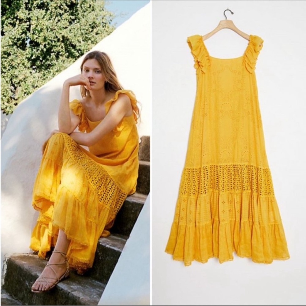 Payal Jain Fallon Tiered Eyelet Ruffled Maxi Dress